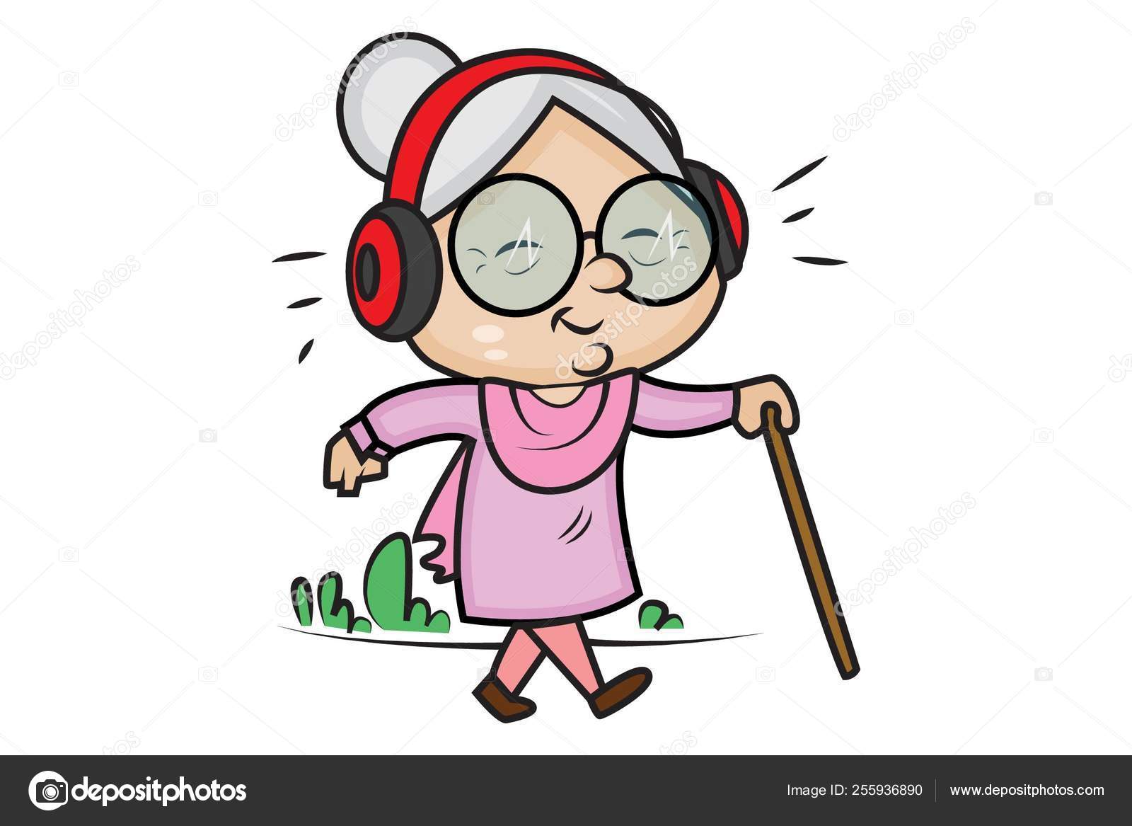 Vector Cartoon Illustration Cute Grandmother Listening Song Headphones Isolated White Stock Vector Image by ©F1Digitals #255936890 Vector Cartoon Illustration Cute Grandmother Listening Song Headphones Isolated White Stock Vector Image by ©F1Digitals #255936890