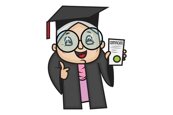 Vector Cartoon Illustratie Van Cute Oma Tonen Certificaat Geïsoleerd Witte — Stockvector