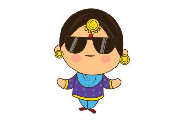 Vektör karikatür Illustration Punjabi sardarnili güneş gözlükleri giyiyor. Beyaz arka planda yalıtılmış.