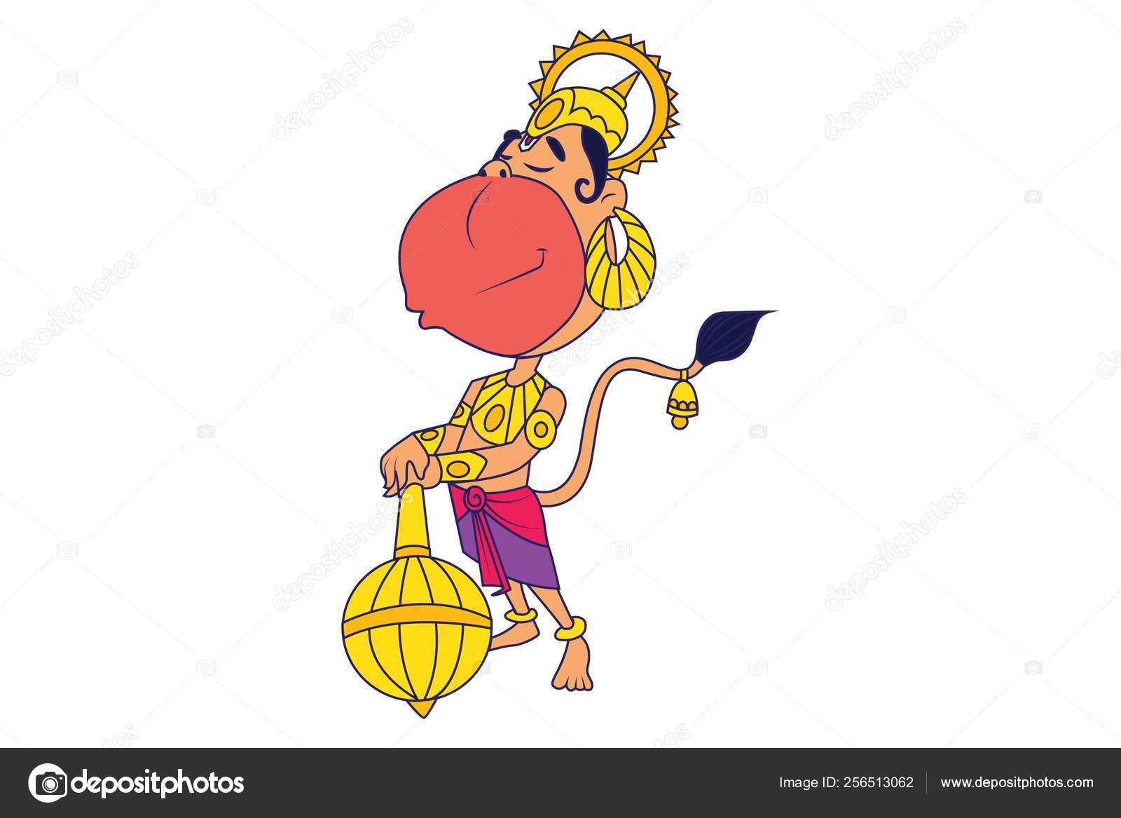 Vector Cartoon Illustration Lord Hanuman Standing Weapon Isolated White  Background Stock Vector Image by ©F1Digitals #256513062