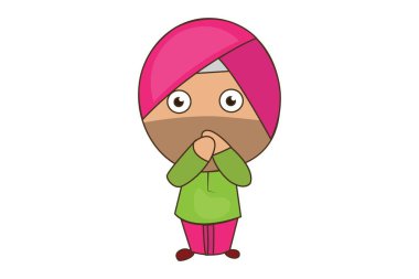 Punjabi sardar vektör karikatür Illustration şaşırdı. Beyaz arka planda yalıtılmış.