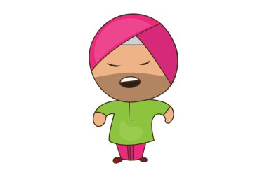 Punjabi sardar çığlık vektör karikatür Illustration. Beyaz arka planda yalıtılmış.