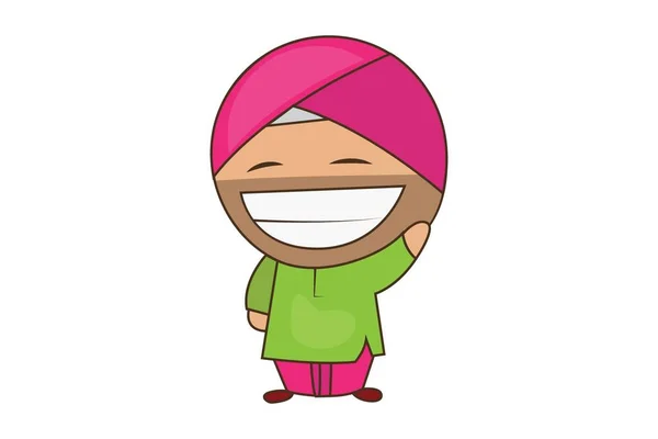 Vector Cartoon Illustration Punjabi Sardar Laughing Isolated White Background — Stock Vector