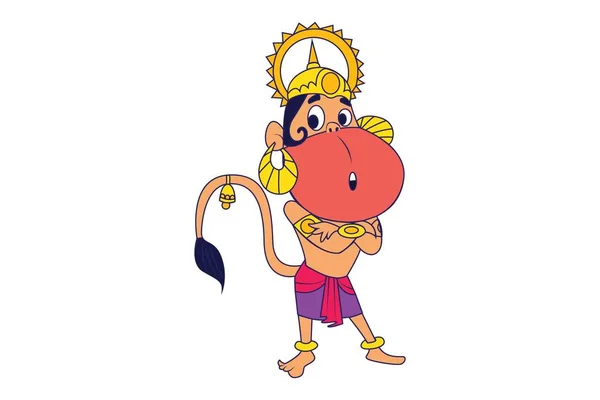 Vector cartoon illustration of Lord hanuman unhappy. Isolated on white  background. - Stock Image - Everypixel