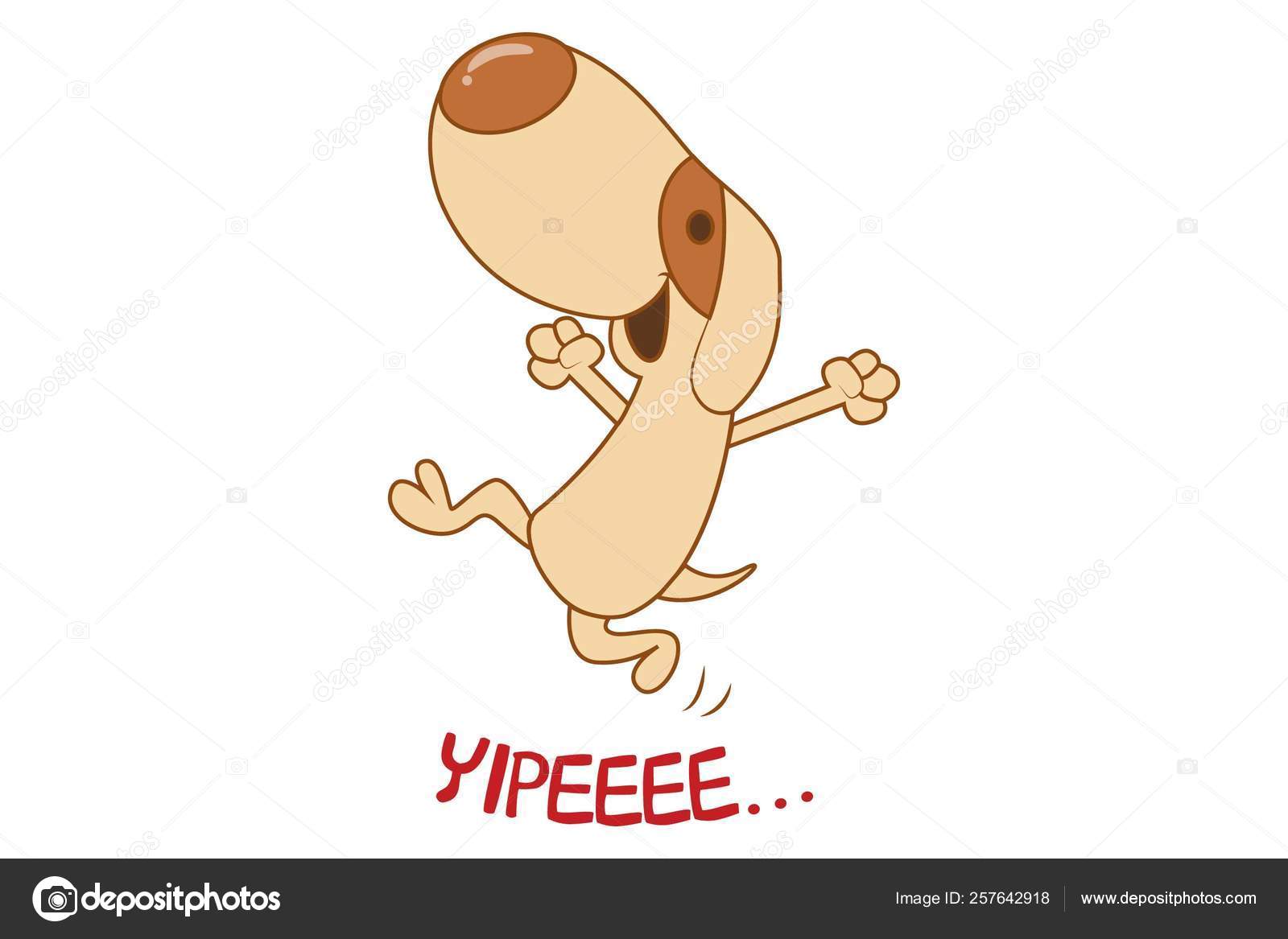 Vector Cartoon Illustration Cute Dog Saying Yippee Isolated White