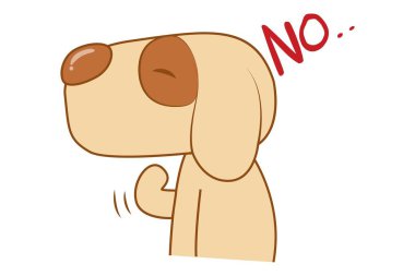 Vektör çizgi film sevimli köpek Hayır demek Illustration. Beyaz arka plan üzerinde izole.  