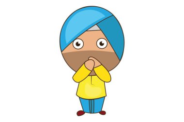 Punjabi sardar vektör karikatür Illustration şaşırdı. Beyaz arka planda yalıtılmış.