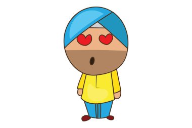 Aşk Punjabi sardar vektör karikatür Illustration. Beyaz arka planda yalıtılmış.