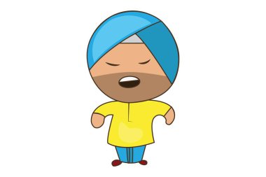 Punjabi sardar çığlık vektör karikatür Illustration. Beyaz arka planda yalıtılmış.