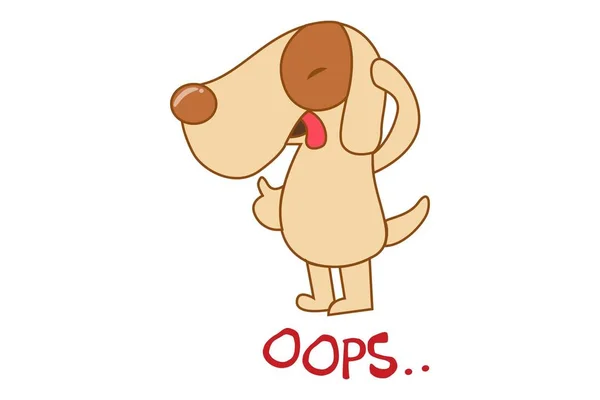 向量动画片可爱的狗的例证说 Oops 隔离在白色背景上 — 图库矢量图片