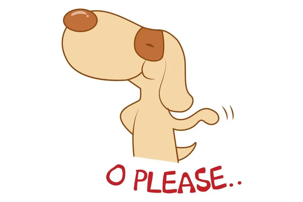 をするくださいと言ってかわいい犬のベクトル漫画イラスト 白い背景に分離 — ストックベクタ
