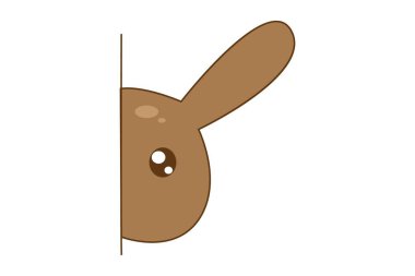 Sevimli tavşan vektör karikatür illüstrasyon duvar arka tarafında gizli. Beyaz arka planda yalıtılmış.