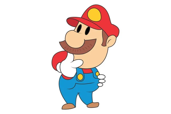 Vector Desenho Animado Ilustração Pensamento Bonito Mario Isolado Sobre Fundo — Vetor de Stock