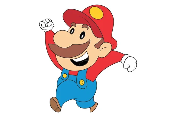 Vector Cartoon Illustratie Van Schattige Mario Gelukkig Geïsoleerd Witte Achtergrond — Stockvector