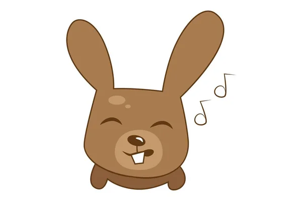 Illustration Vectorielle Lapin Mignon Chantant Une Chanson Isolé Sur Fond — Image vectorielle