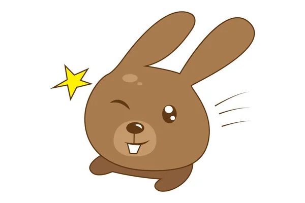 Vector Cartoon Illustration Cute Bunny Winking Eye Isolated White Background — Stock Vector