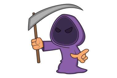 Kılıç ile Cadılar Bayramı Vektör karikatür illüstrasyon. Beyaz arka planda yalıtılmış.