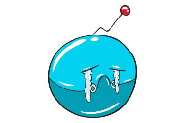 Mavi robotik gülen Vektör karikatür illüstrasyon. Beyaz arka planda yalıtılmış.