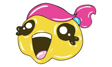 Sarı gülen mutsuz Vektör karikatür illüstrasyon. Beyaz arka planda yalıtılmış.