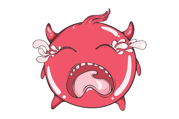Ilustración Dibujos Animados Vectorial Emoji Rojo Divertido Llorando Aislado Sobre — Vector de stock