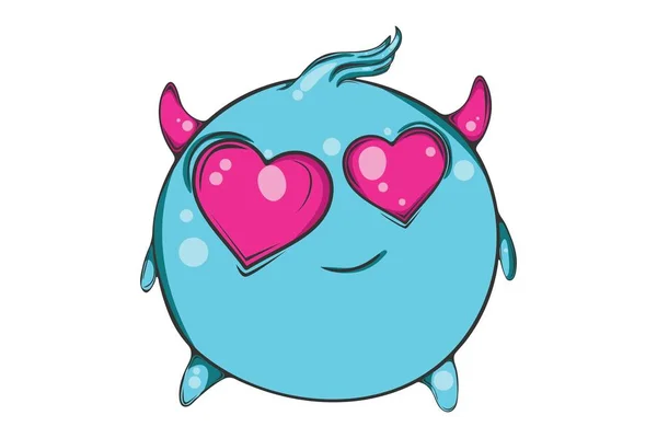 Ilustración Dibujos Animados Vectorial Emoji Azul Divertido Amor Aislado Sobre — Vector de stock