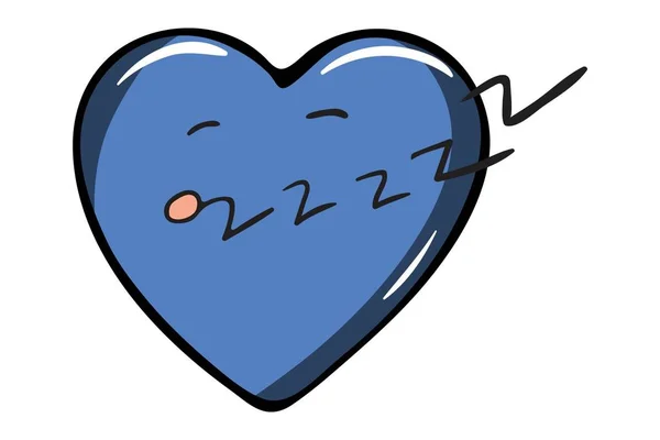 Ilustración Dibujos Animados Vectoriales Corazón Azul Aislado Sobre Fondo Blanco — Vector de stock