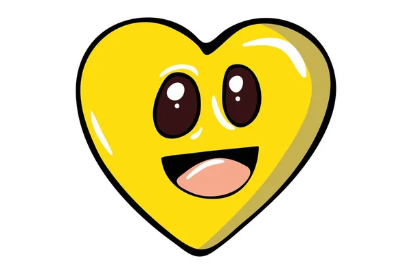 Dibujos Animados Vectoriales Ilustración Corazón Amarillo Aislado Sobre Fondo Blanco — Vector de stock