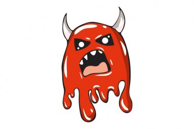 Canavar şeytan Vektör karikatür illüstrasyon. Beyaz arka planda yalıtılmış.