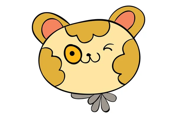 Vektor Cartoon Illustration Von Niedlichen Kitty Gesicht Zwinkernden Augen Isoliert — Stockvektor