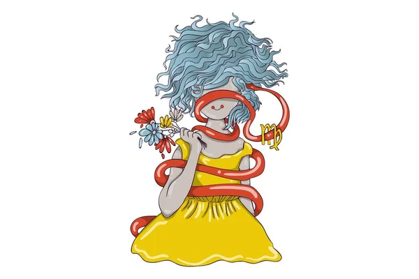 占星术十二生肖 处女节的矢量卡通插图 在白色背景上隔离 — 图库矢量图片