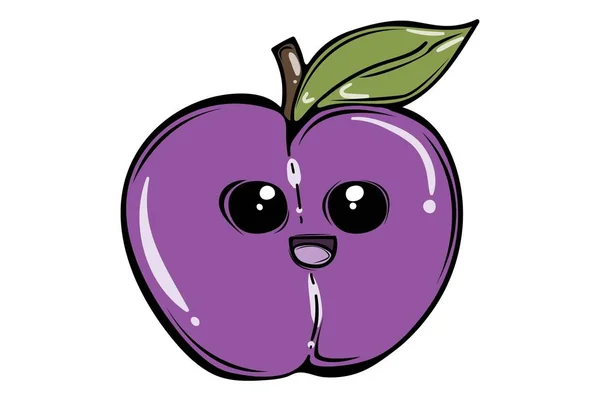 Dibujos Animados Vectoriales Ilustración Fruta Púrpura Aislado Sobre Fondo Blanco — Archivo Imágenes Vectoriales
