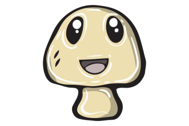 Mantar Vektör karikatür illüstrasyon. Beyaz arka planda yalıtılmış. 