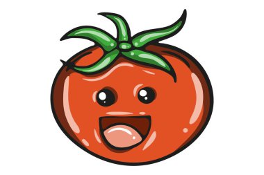 Domates Vektör karikatür illüstrasyon. Beyaz arka planda yalıtılmış. 