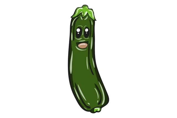 Vector Cartoon Illustratie Van Courgette Geïsoleerd Witte Achtergrond — Stockvector