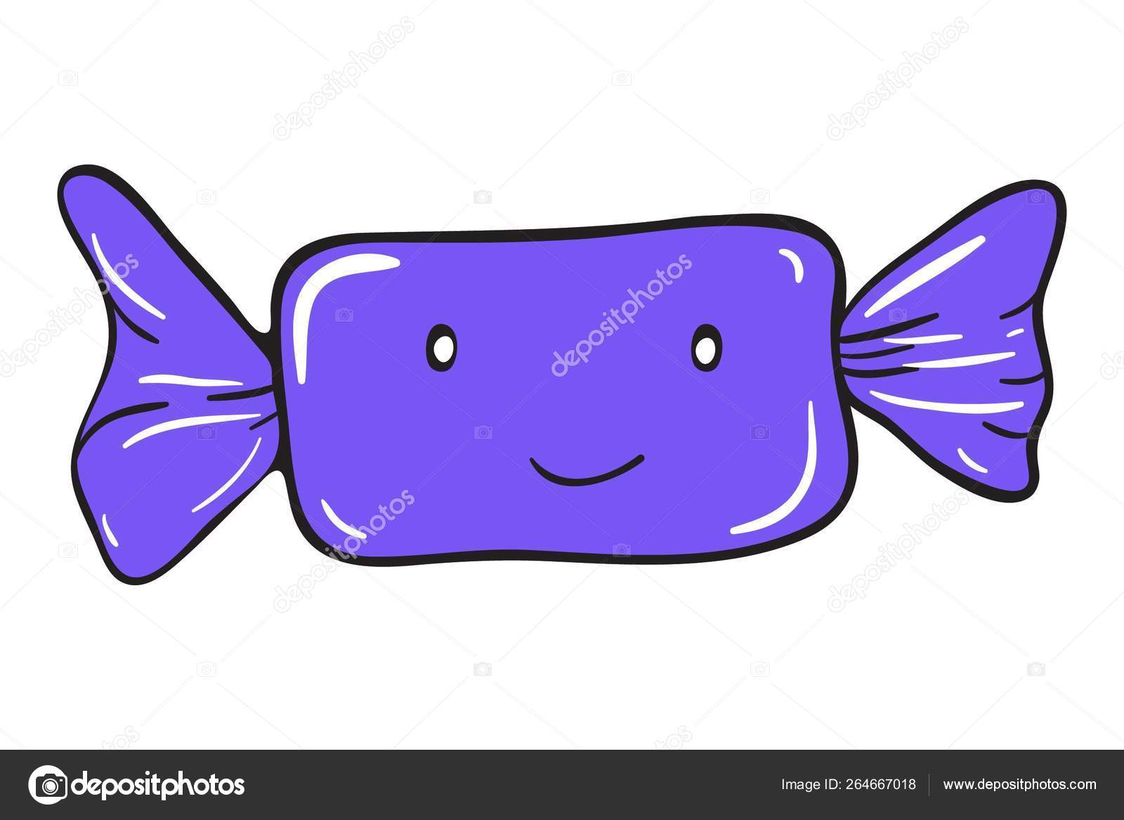 Vector Cartoon Illustration Square Toffee Isolated White Background