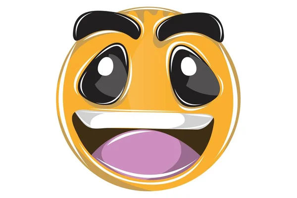 Illustrazione Del Cartone Animato Vettoriale Emoji Sorriso Isolato Sfondo Bianco — Vettoriale Stock