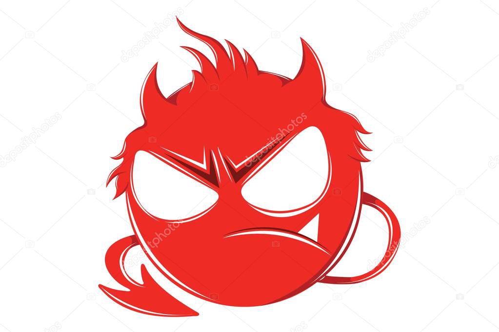 Vector cartoon illustration of devil emoji. Isolated on white background.