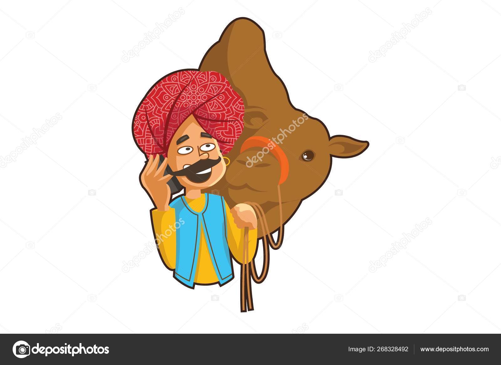 Vector Cartoon Illustration Rajasthani Man Holding Camel Isolated White  Background Stock Vector Image by ©F1Digitals #268328492