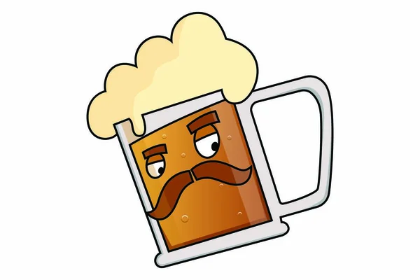 Ilustração Vetorial Uma Caneca Cerveja Desenhos Animados Isolado Sobre Fundo —  Vetores de Stock