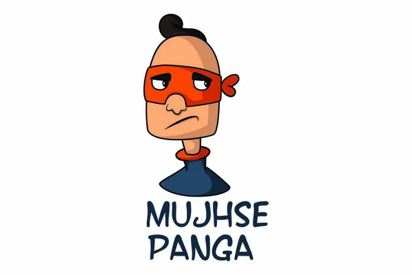 Desenho Animado Vetorial Ilustração Homem Máscara Lettering Mujhse Panga Hindi — Vetor de Stock