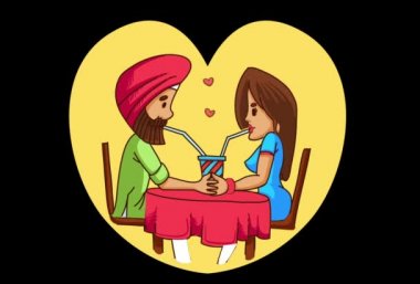 Punjabi Sardar çift içme suyu Vektör karikatür illüstrasyon. Explainer video animasyon karakteri.