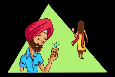 Sardar kız onun sardar erkek arkadaşı için yüzük dönen Vektör karikatür illüstrasyon. Explainer video animasyon karakteri.