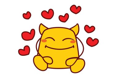 Aşık sarı bir canavar Vektör karikatür illüstrasyon. Beyaz arka planda yalıtılmış.