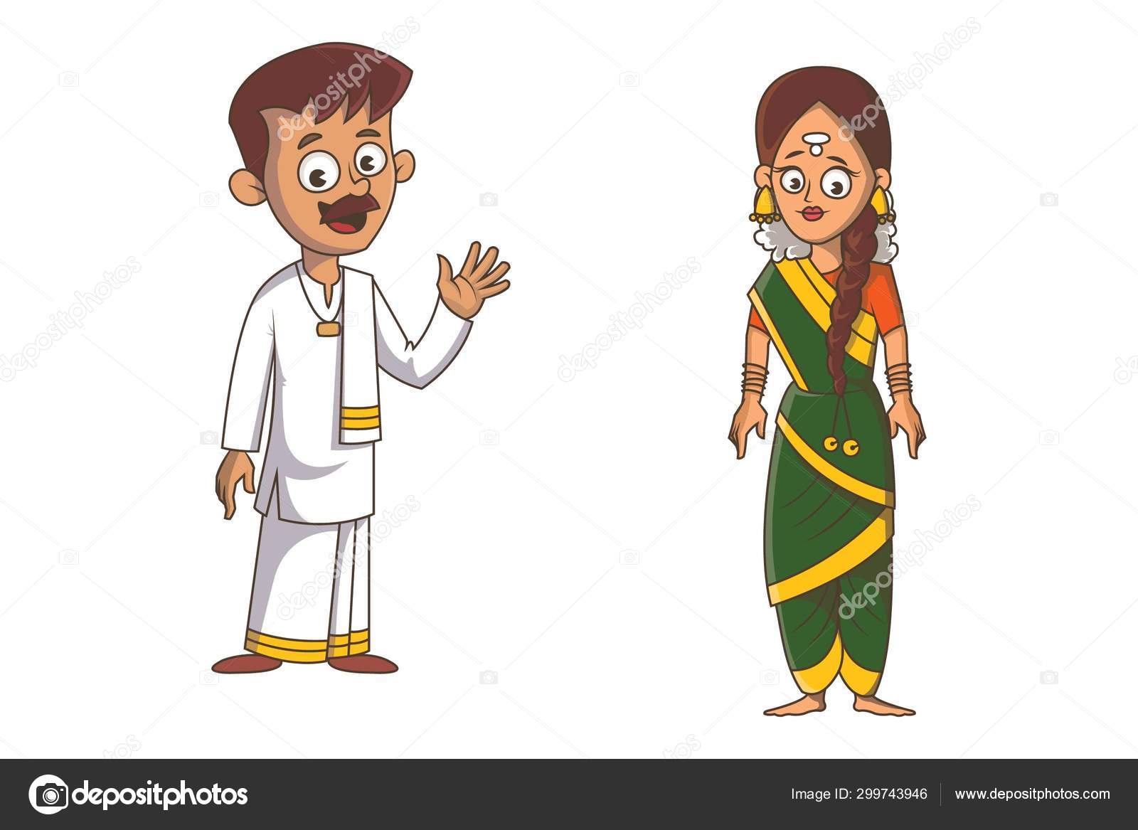 Ilustraci n Dibujos Animados Vectoriales Pareja Tamil Nadu Aislado ilustraci-n-dibujos-animados-vectoriales-pareja-tamil-nadu-aislado