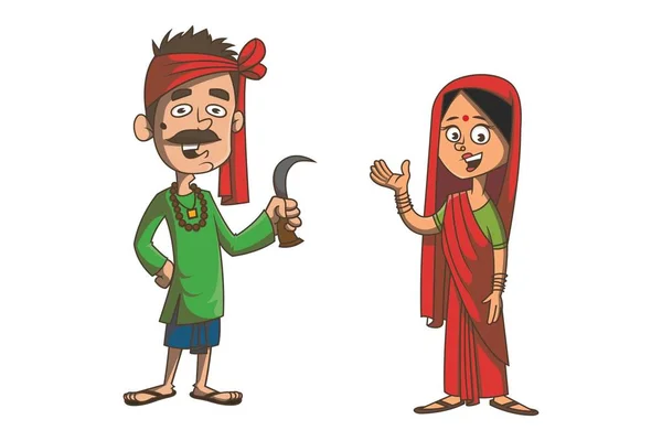 Vektor Cartoon Illustration Von Bihar Paar Isoliert Auf Weißem Hintergrund — Stockvektor