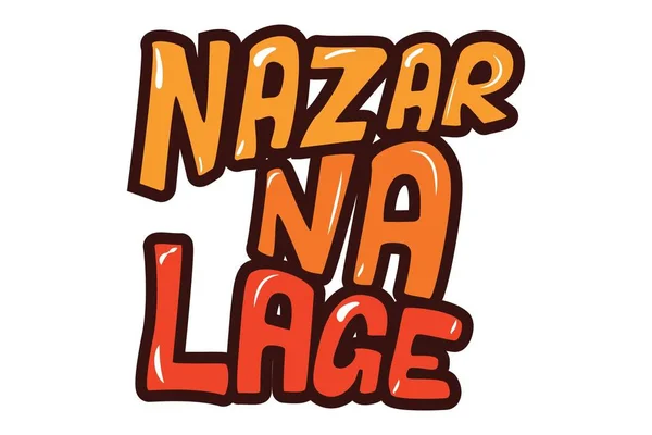 Vector Cartoon Illustration Text Sticker Nazar Lage Hindi Text Translation — Stock Vector