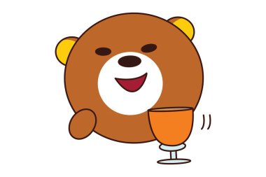 Cam ile sevimli bir oyuncak ayı Vektör karikatür illüstrasyon. Beyaz arka planda yalıtılmış.