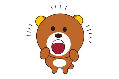 Sevimli oyuncak ayı Vektör karikatür illüstrasyon şaşırdı. Beyaz arka planda yalıtılmış.