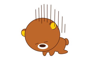 Sevimli bir oyuncak ayı Vektör karikatür illüstrasyon yorgun. Beyaz arka planda yalıtılmış.