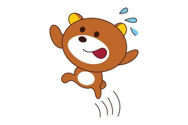 Sevimli oyuncak ayı Vektör karikatür illüstrasyon çalışıyor. Beyaz arka planda yalıtılmış.